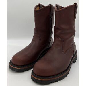 Filson Highlander Wellington Brown Leather Boots Slip On Vibram Soles Size 10D